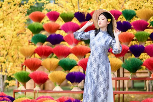 Anh ao dai tet dep 2 min 585x390 - Album ảnh tết chụp tại phim trường Paris quận 9 đẹp