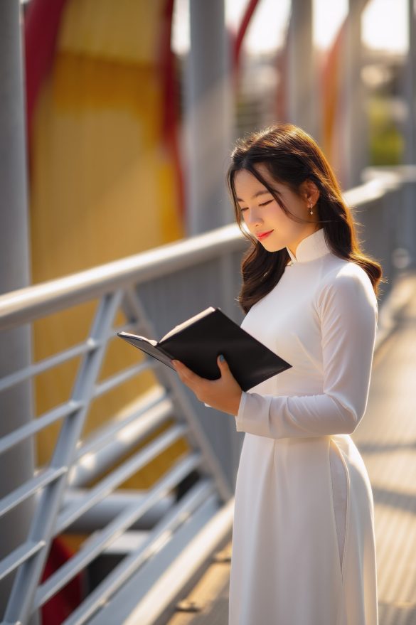 Anh ao dai 4 min 585x879 - Bộ ảnh áo dài chụp tại công viên Vinhome Central Park đẹp
