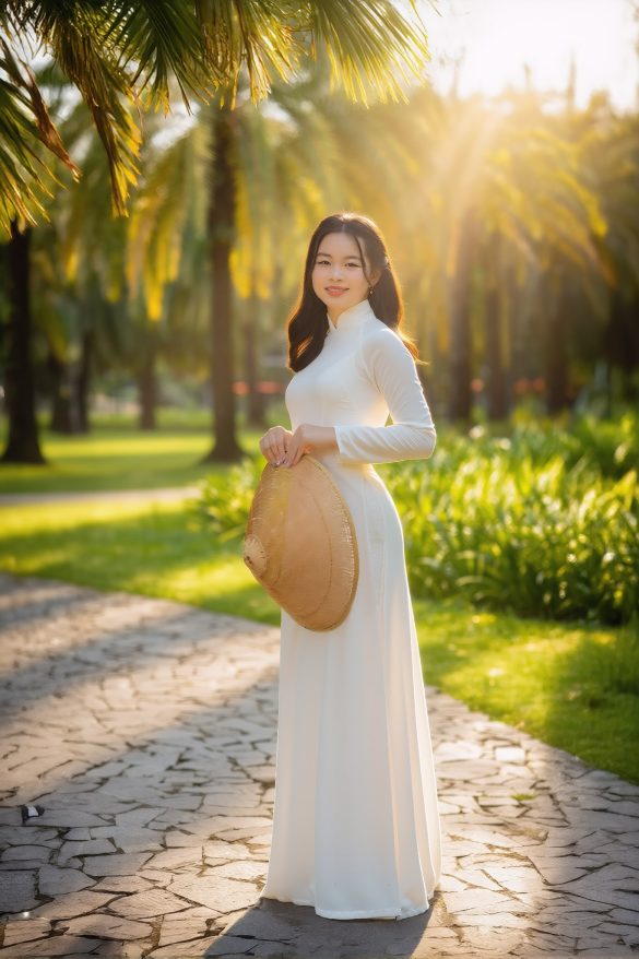 Anh ao dai 8 min 585x878 - Bộ ảnh áo dài chụp tại công viên Vinhome Central Park đẹp