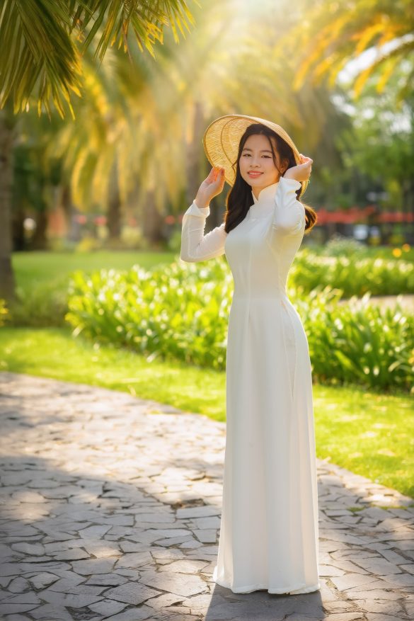 Anh ao dai 9 min 585x877 - Bộ ảnh áo dài chụp tại công viên Vinhome Central Park đẹp