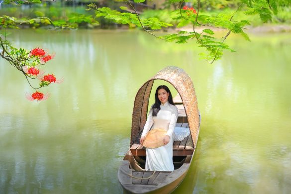 Anh ao dai bao tang quan 9 1 min 585x390 - Bảo tàng Áo dài – Nét đẹp truyền thống giữa lòng Sài Gòn