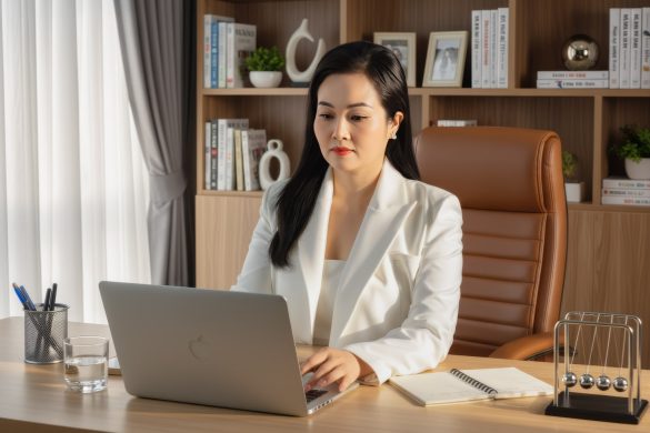 Anh giam doc 1 min 585x390 - Concept ảnh doanh nhân nữ mới, đẹp 2025 tại HThao Studio