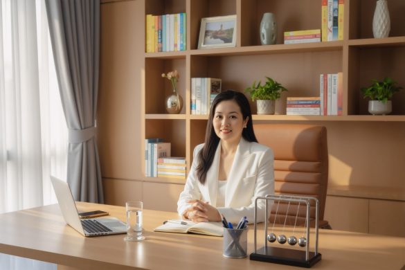 Anh giam doc 7 min 585x390 - Concept ảnh doanh nhân nữ mới, đẹp 2025 tại HThao Studio